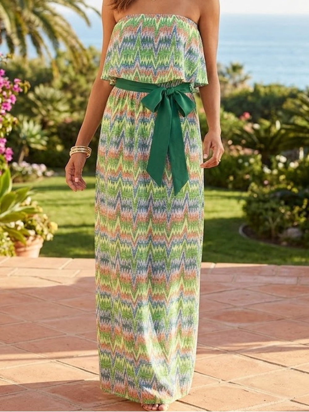 YA Los Angeles strapless silk blend maxi dress